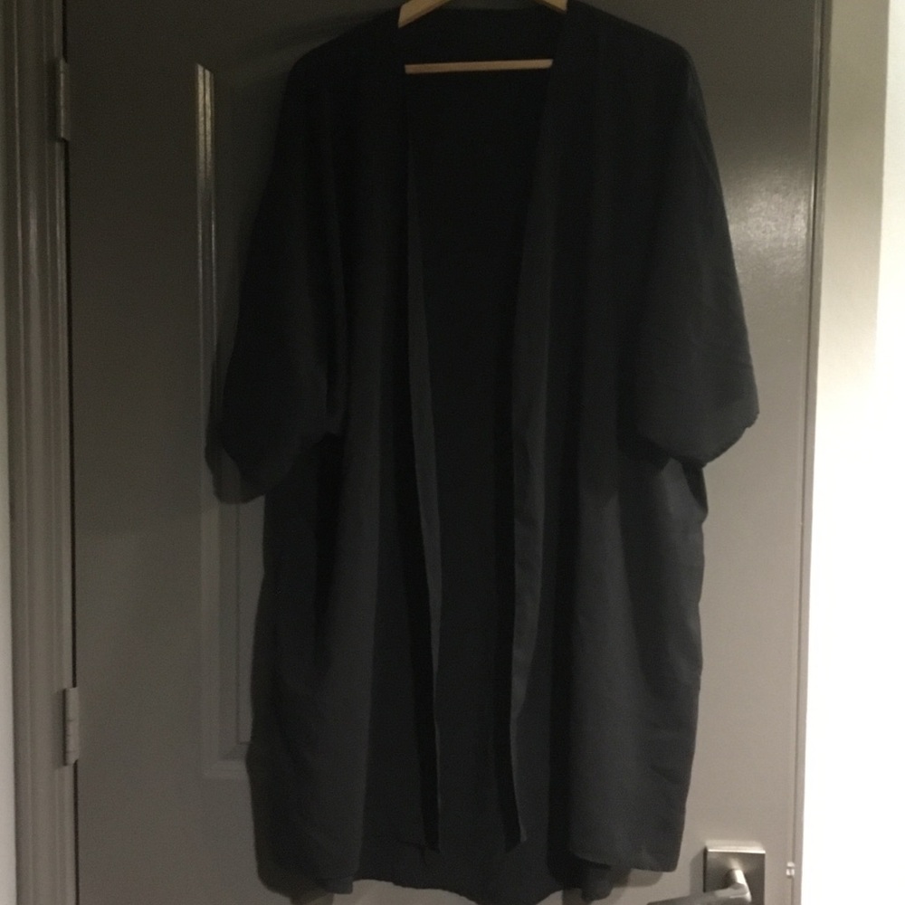 Black Open Front Kimono Cardigan